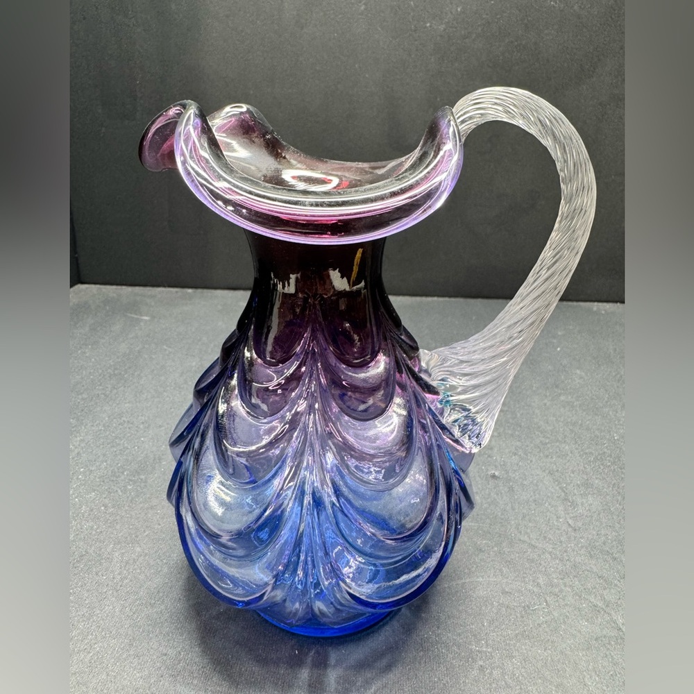 Fenton glass Mulberry drapery pitcher